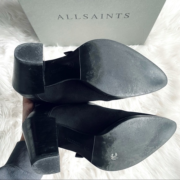 All Saints Black Leather Suede Charnock Ankle Boot - Picture 7 of 8